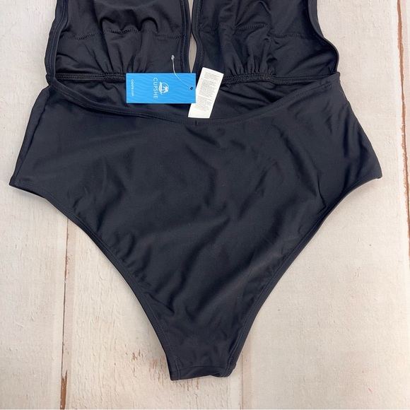 NWT Women's Deep V Neck Crisscross Back Self Tie One-piece Swimsuit SIZE LARGE - Picture 14 of 17